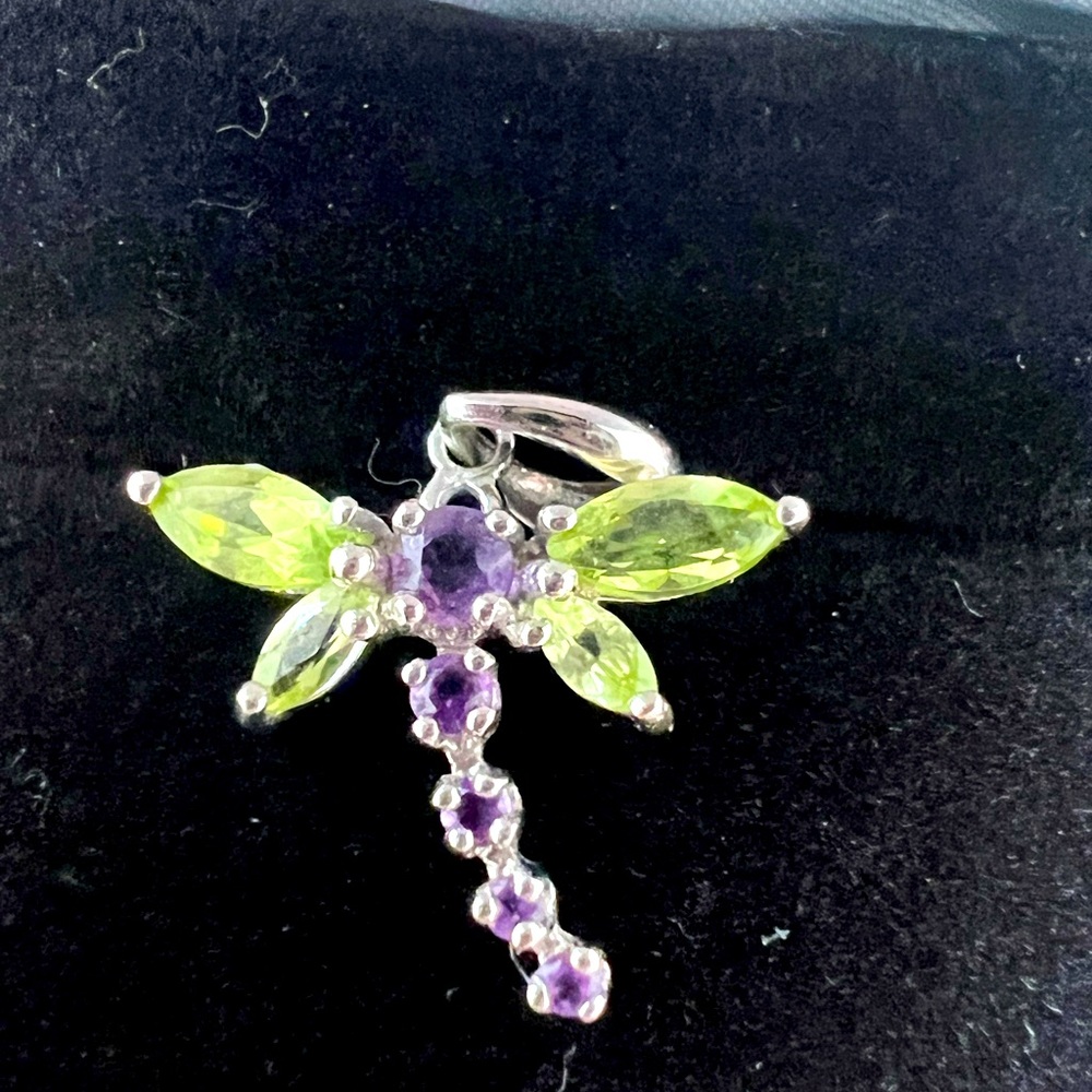 14k WG peridot & amethyst Dragonfly Pendant
